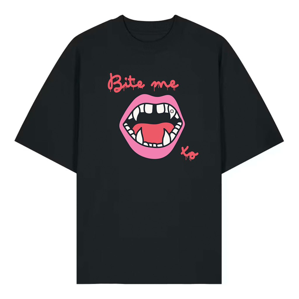 Bite Me - Dark Grey - Spooky Horror Romance Tee