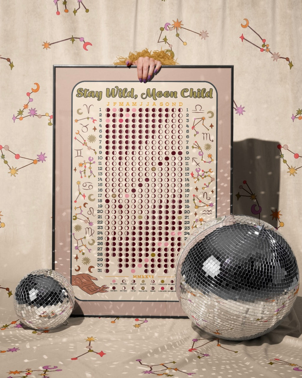 Lunar Calendar Eco Friendly Wall Art Recycled Canvas