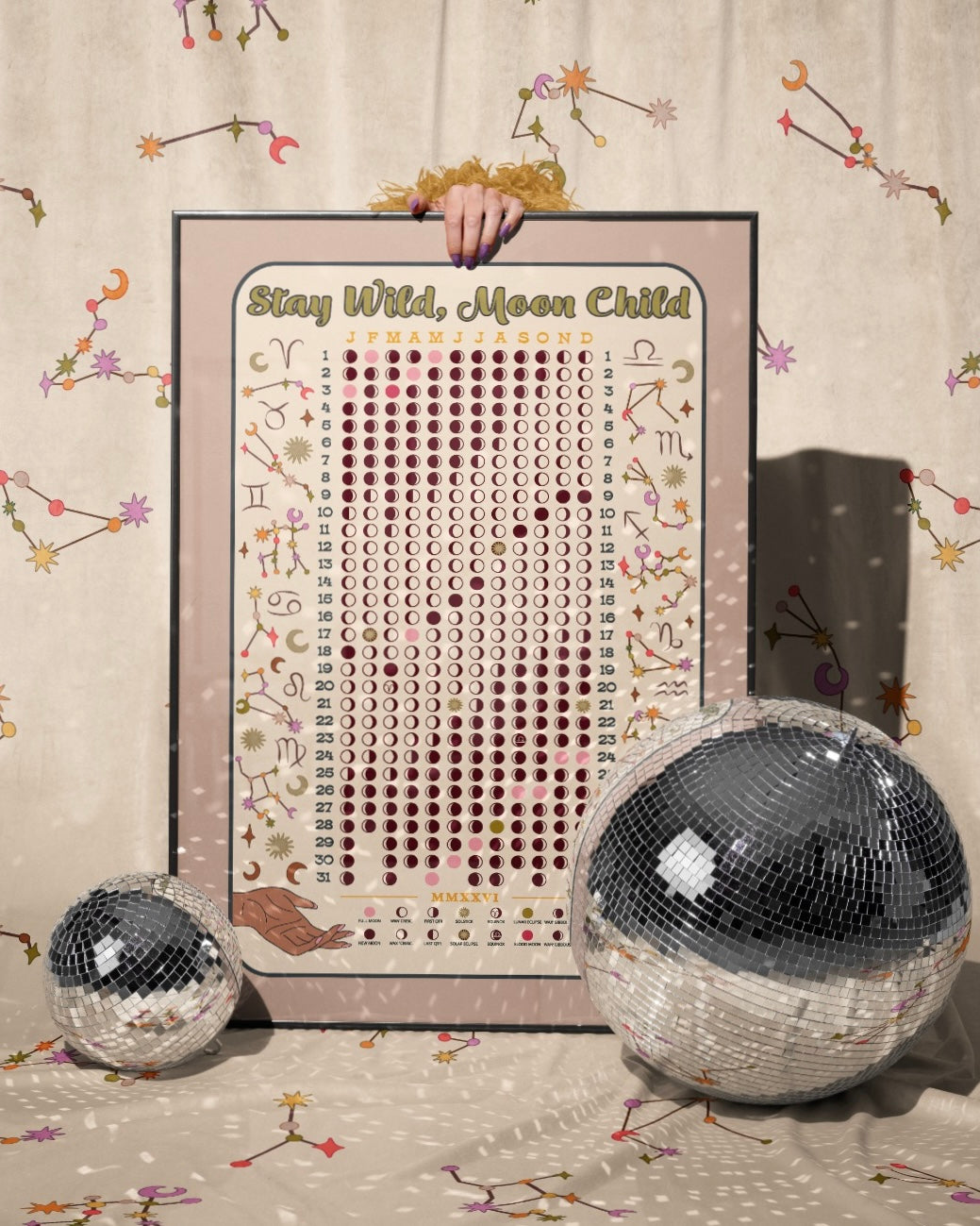 Lunar Calendar Eco Friendly Wall Art Recycled Canvas