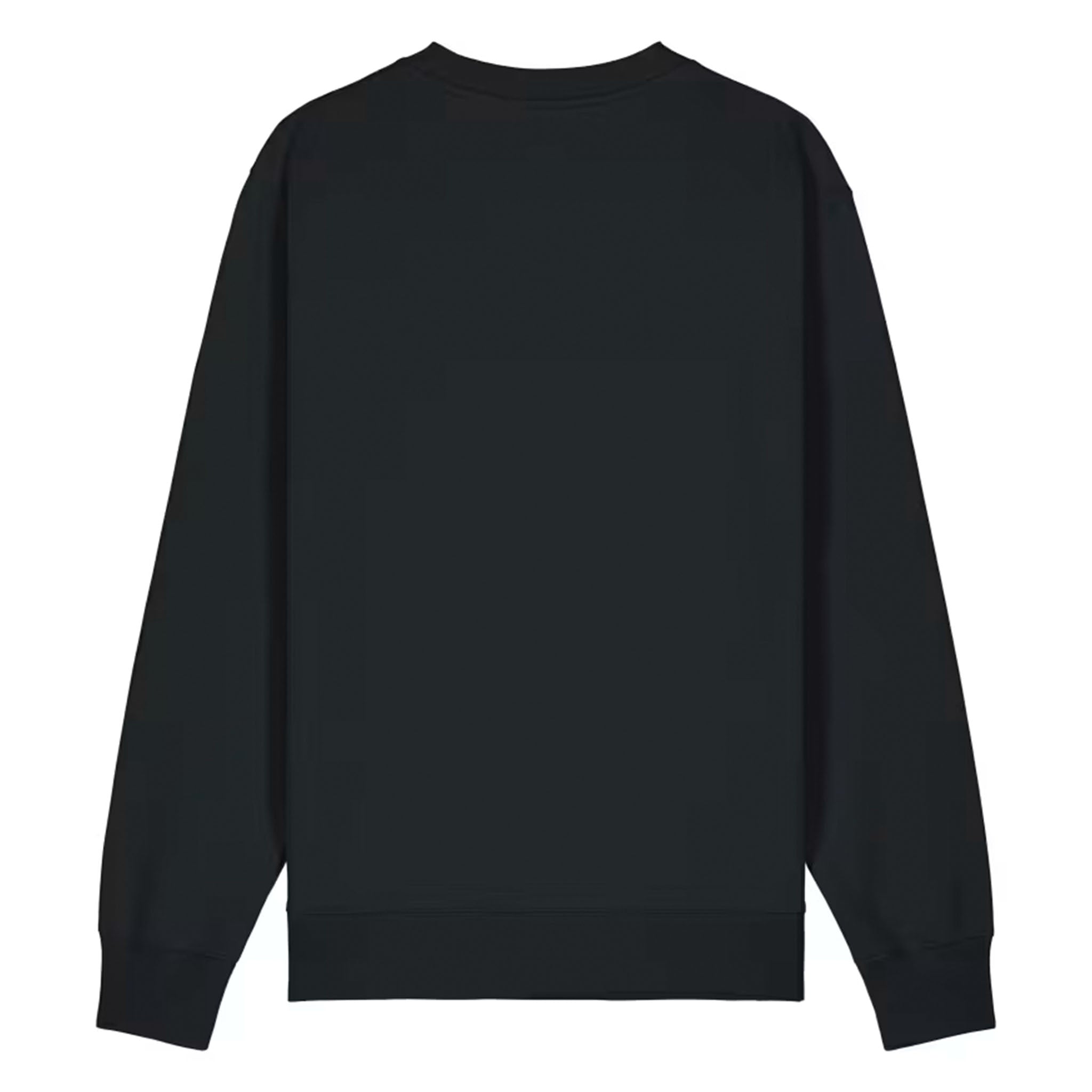 Back view of plain black cotton sweater