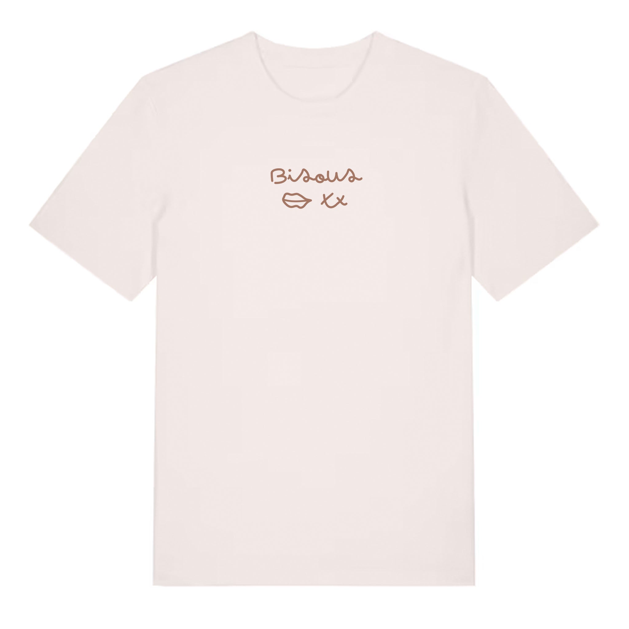 Bisous Kisses Vintage White T-Shirt in Organic Cotton