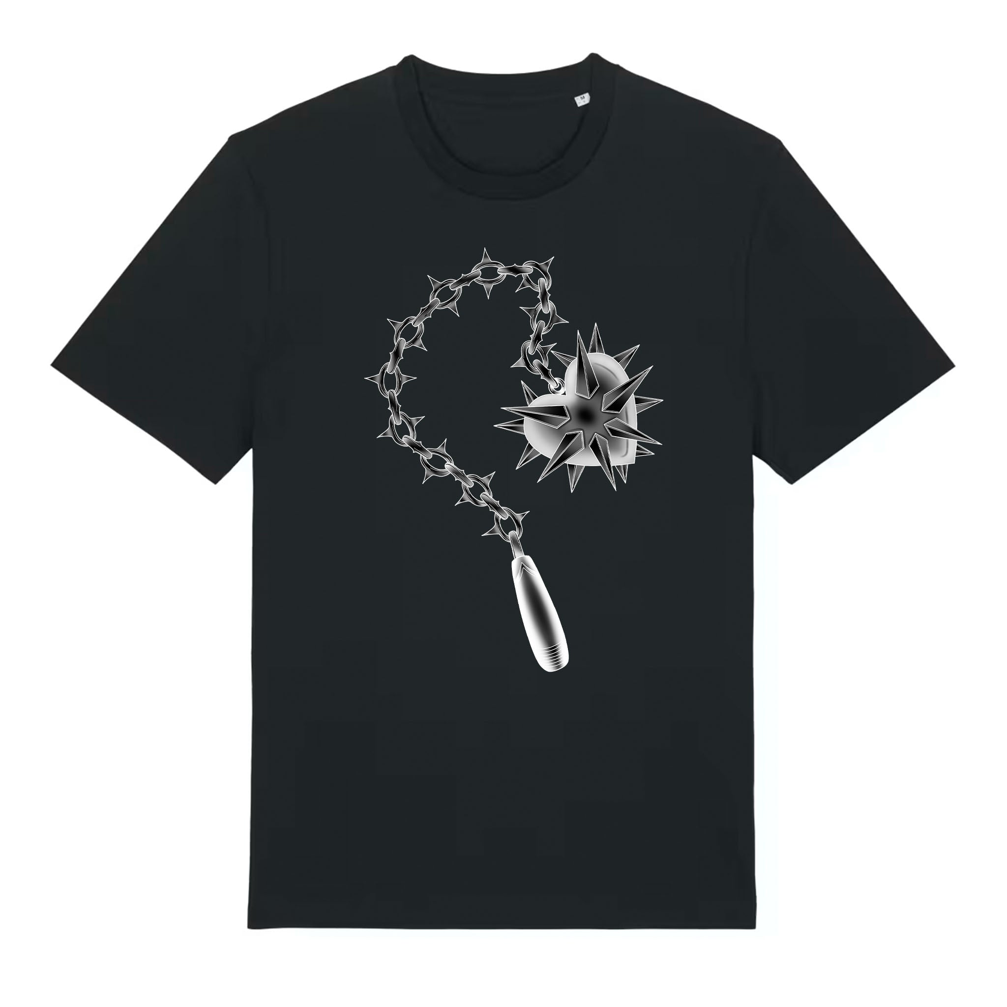 Spikey Heart Chain - Black Unisex Cotton Tattoo Tee