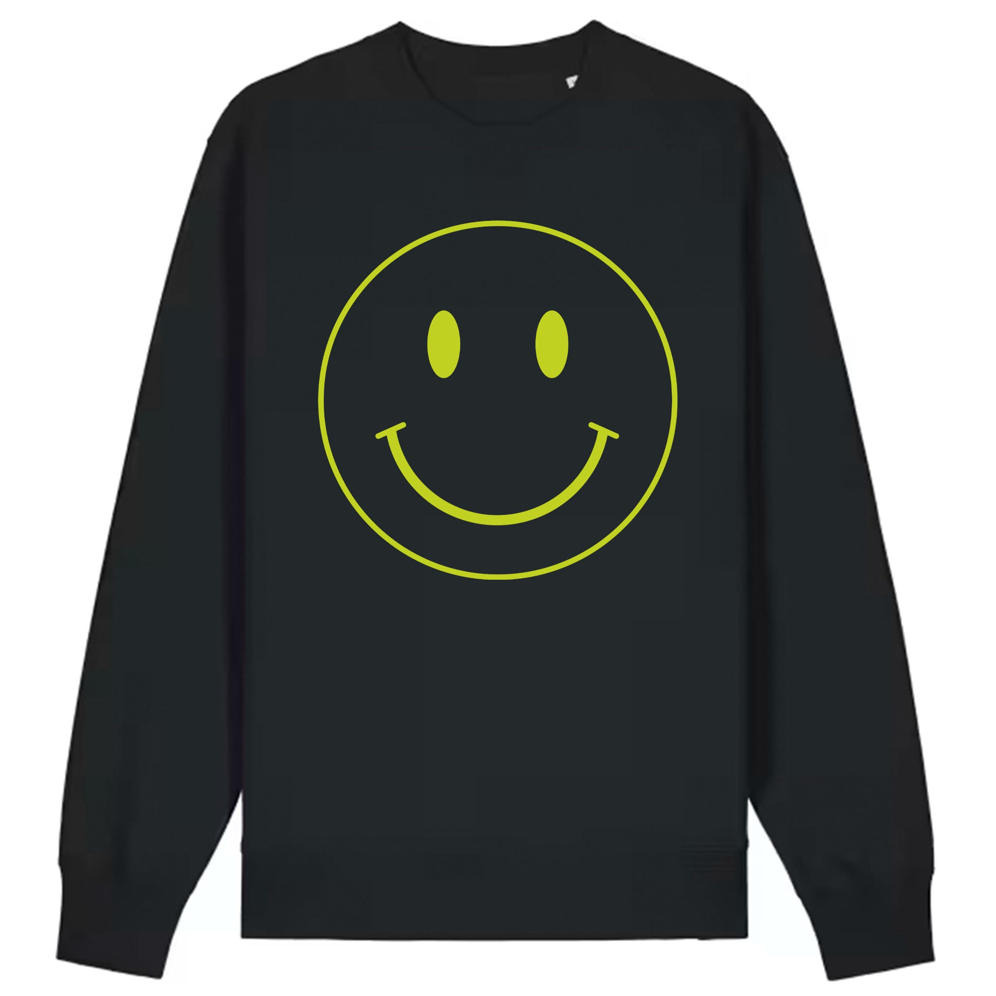 Vintage Smiley Face Jumper in Black Organic Cotton