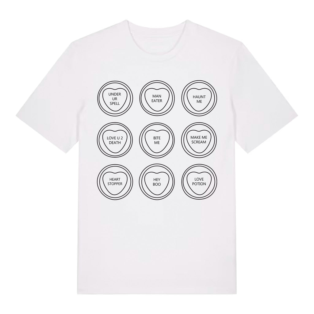 Spooky Love Hearts - Premium Organic White Cotton Ethical Tee