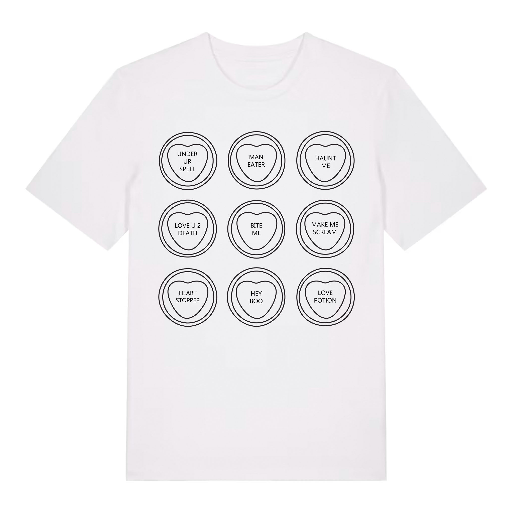 Spooky Love Hearts - Premium Organic White Cotton Ethical Tee