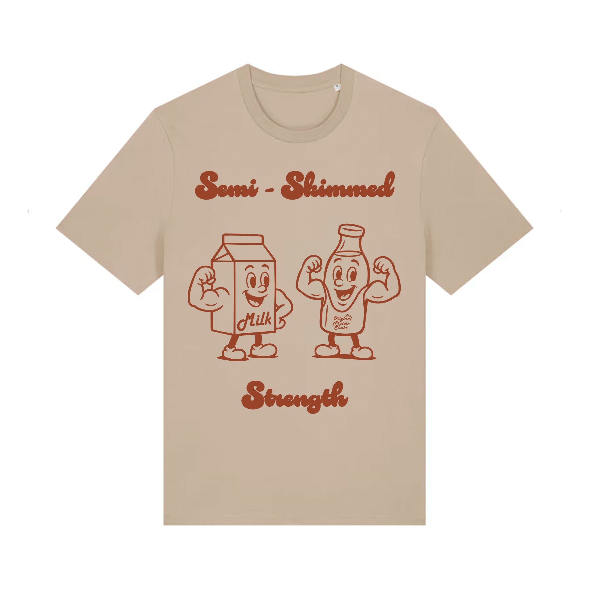 Funny Retro Gym T-Shirt - Sustainable Cotton - Semi Skimmed Strength