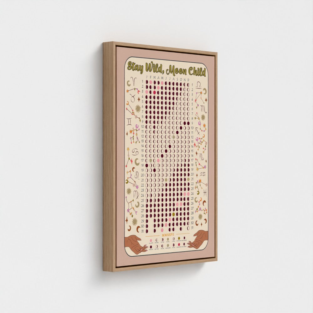 Lunar Calendar Eco Friendly Wall Art Recycled Canvas