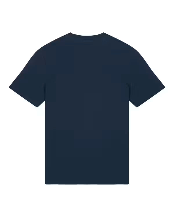 Navy blue t-shirt on a white background