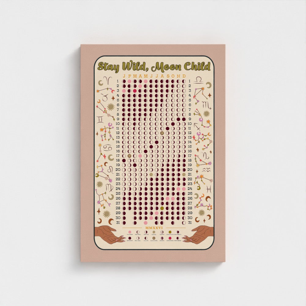 Lunar Calendar Eco Friendly Wall Art Recycled Canvas