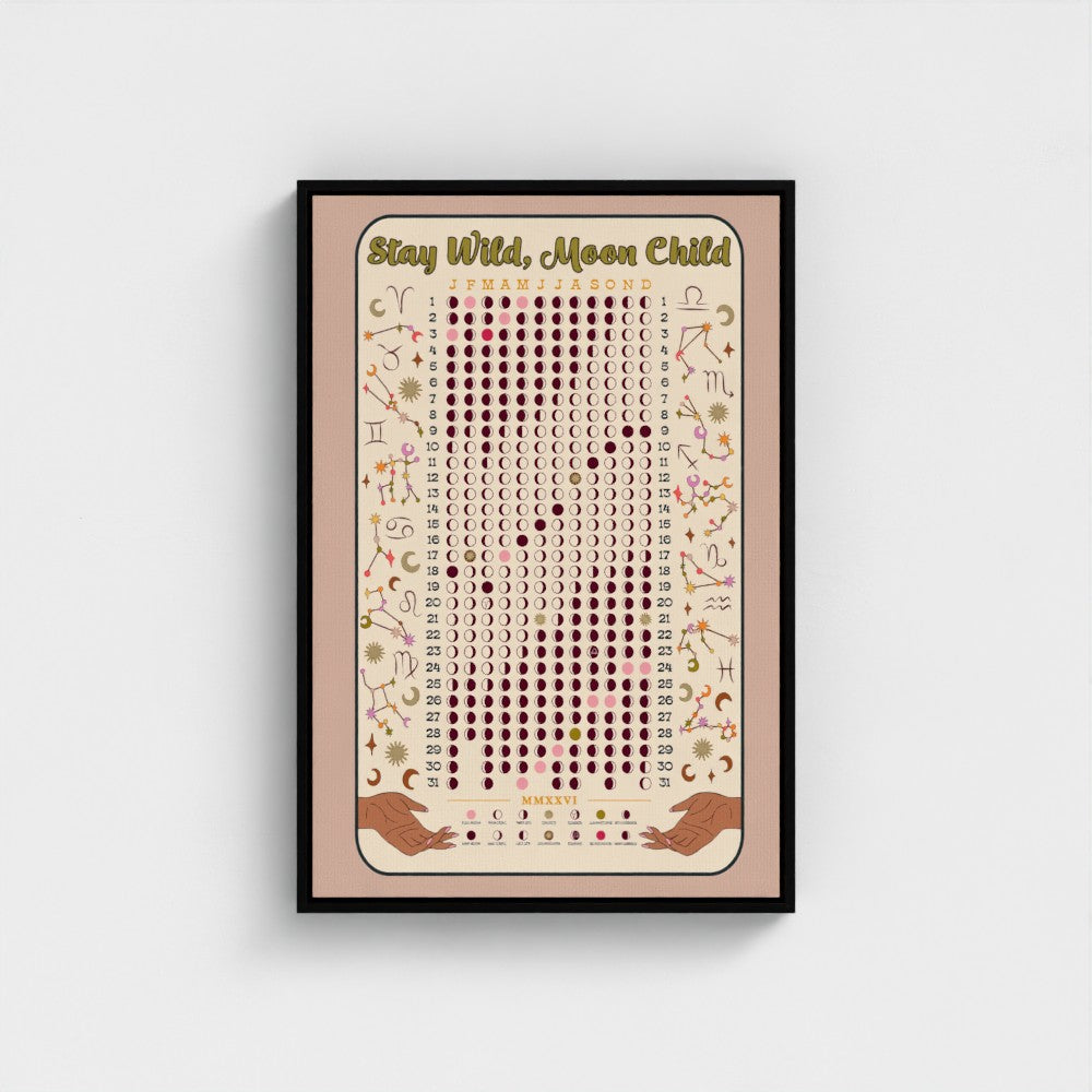 Lunar Calendar Eco Friendly Wall Art Recycled Canvas