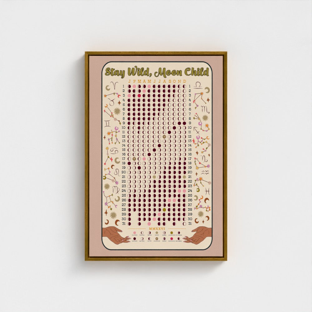 Lunar Calendar Eco Friendly Wall Art Recycled Canvas