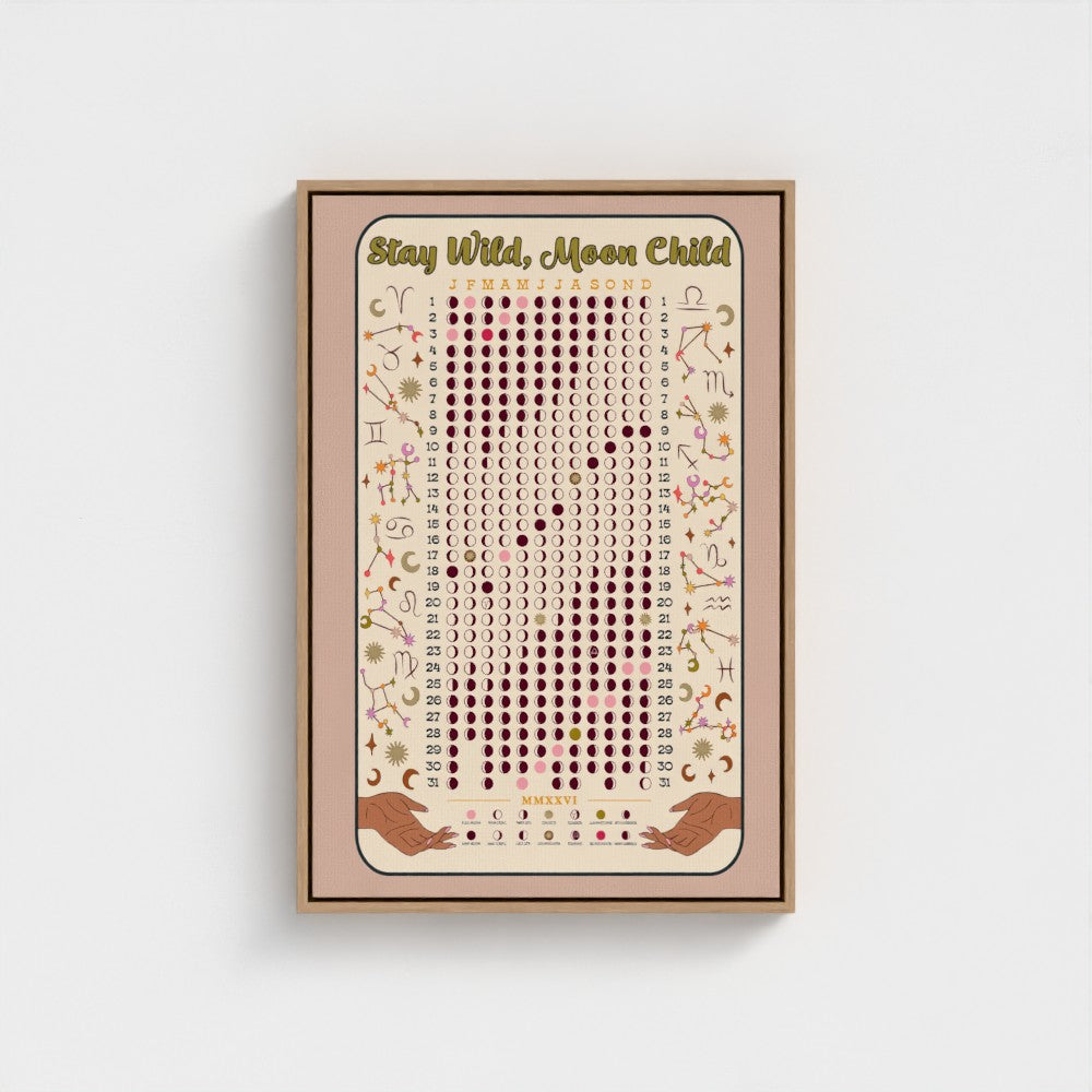 Lunar Calendar Eco Friendly Wall Art Recycled Canvas