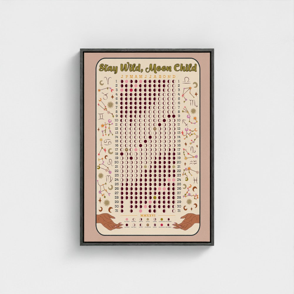 Lunar Calendar Eco Friendly Wall Art Recycled Canvas