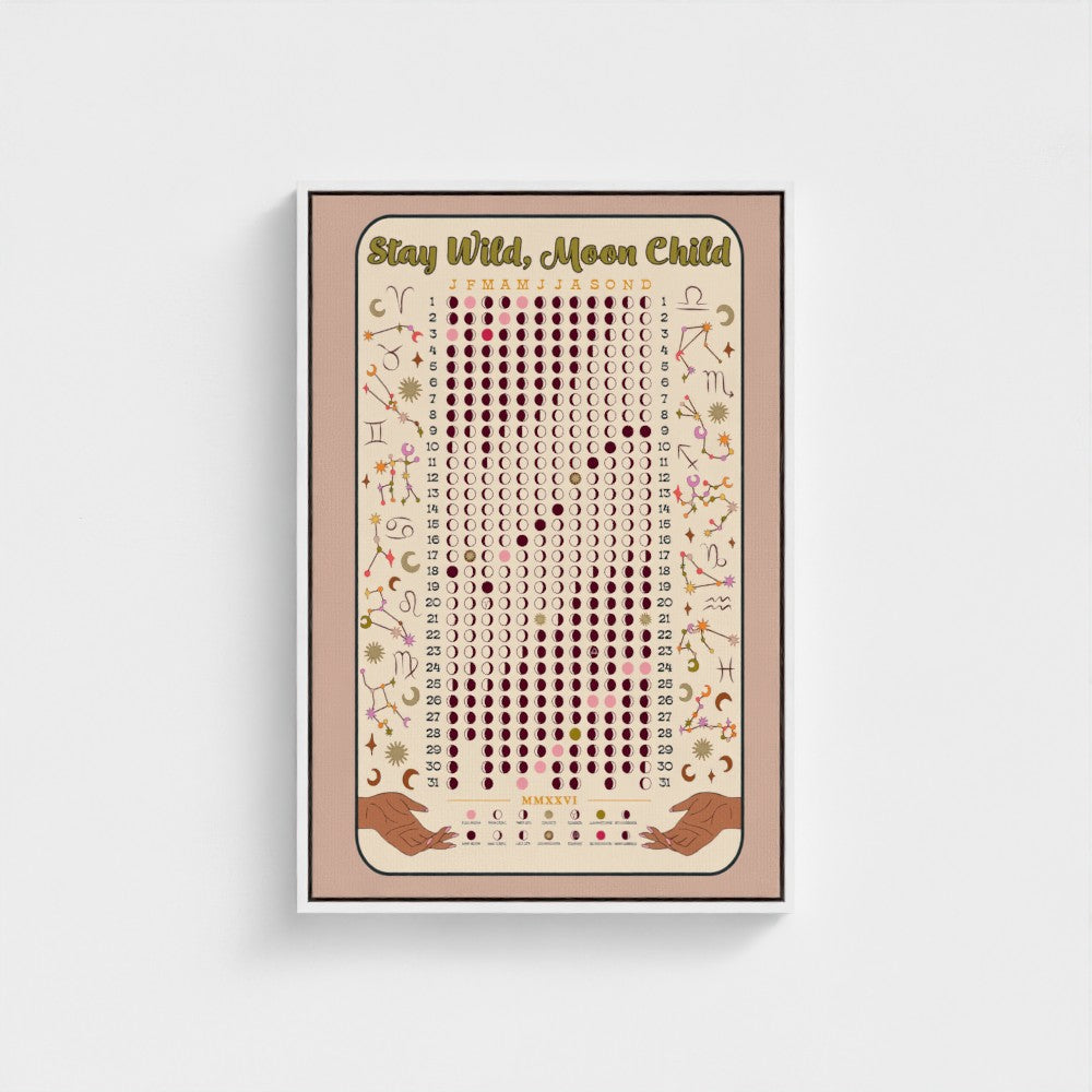 Lunar Calendar Eco Friendly Wall Art Recycled Canvas