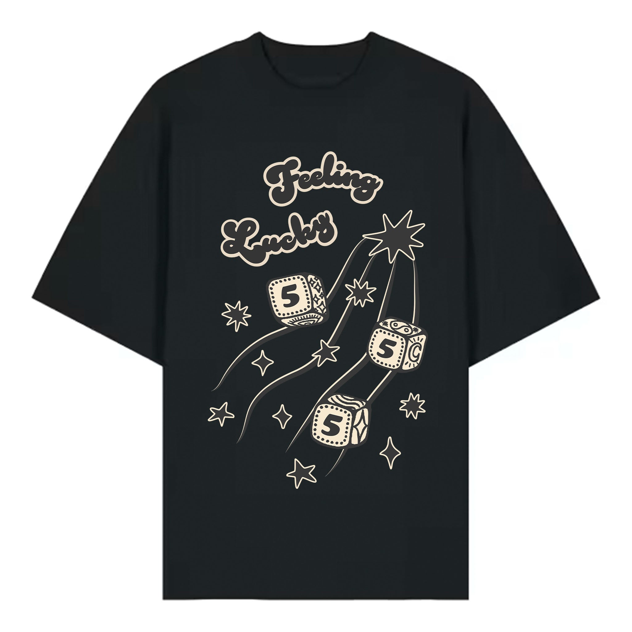 Oversized Angel Numbers Lucky Dice - 555 - Organic Cotton T-Shirt