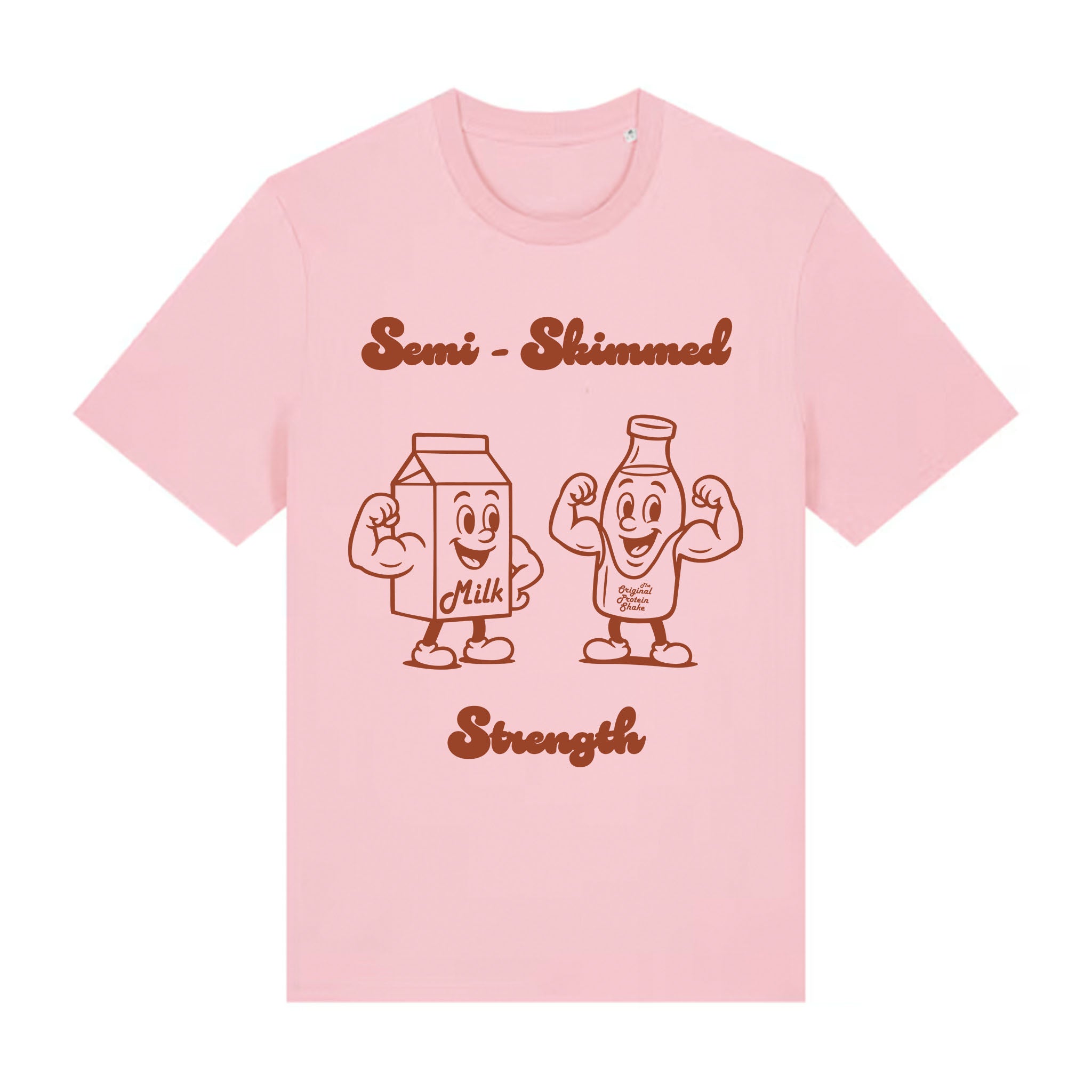 Funny Retro Gym T-Shirt - Sustainable Cotton - Semi Skimmed Strength