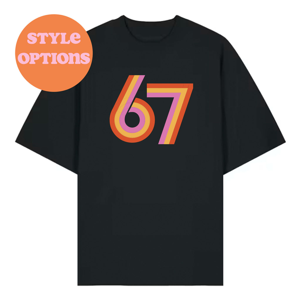 SIX SEVEN Retro Number Organic Black T‑Shirt